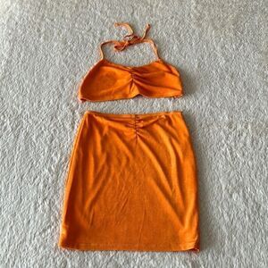 Forever 21 halter top and  skirt set orange size small